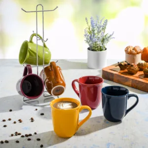 Gibson Home Everyday Contempo Hues 15- Ounce Mug Set With Rack Set of 6
