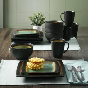 Gibson Home Ocean 16 piece Dinner Set Turquoise