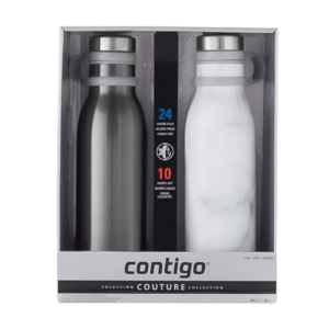 Contigo 20 oz Gunmetal Gray And White Marbal Vacuum Water Bottle