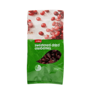 Coles Dried Cranberries Sweetened 150g