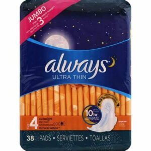Always Ultra Thin advance overnight Pads 38 Count
